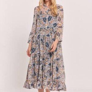 NWOT Roller Rabbit Maribelle Klara Tiered Maxi Dress Floral Boho